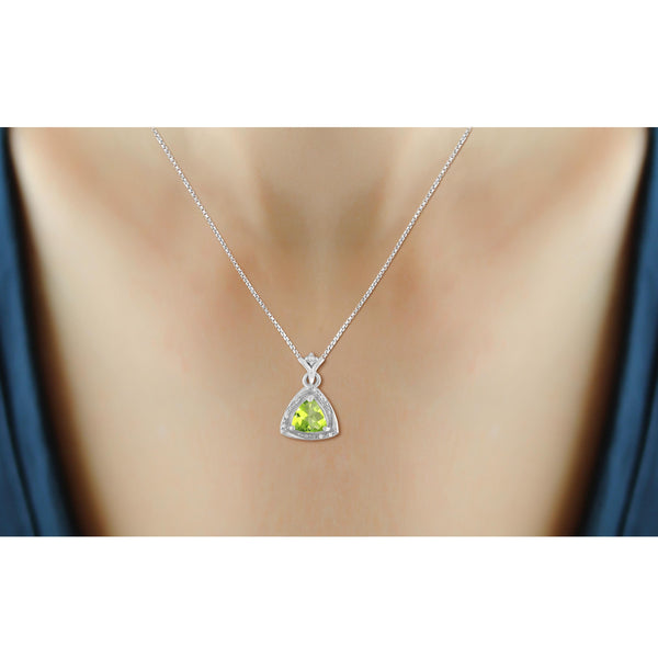 JewelonFire 1 1/2 Carat T.G.W. Peridot And White Diamond Accent Sterling Silver Pendant - Assorted Colors