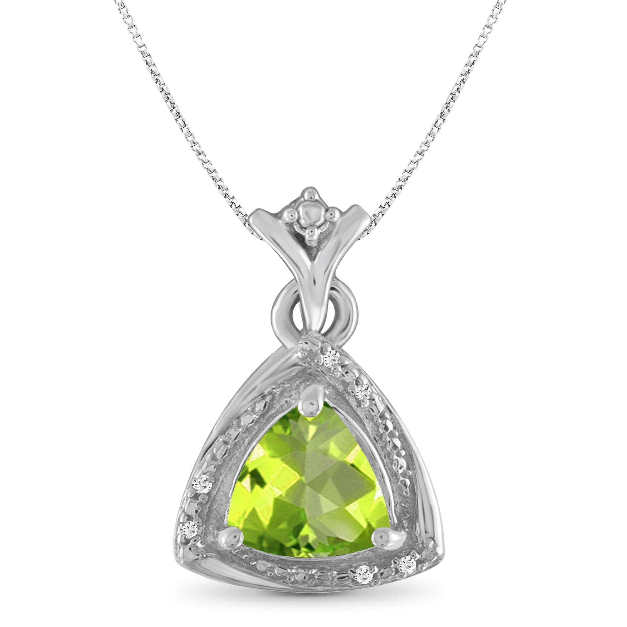 JewelonFire 1 1/2 Carat T.G.W. Peridot And White Diamond Accent Sterling Silver Pendant - Assorted Colors