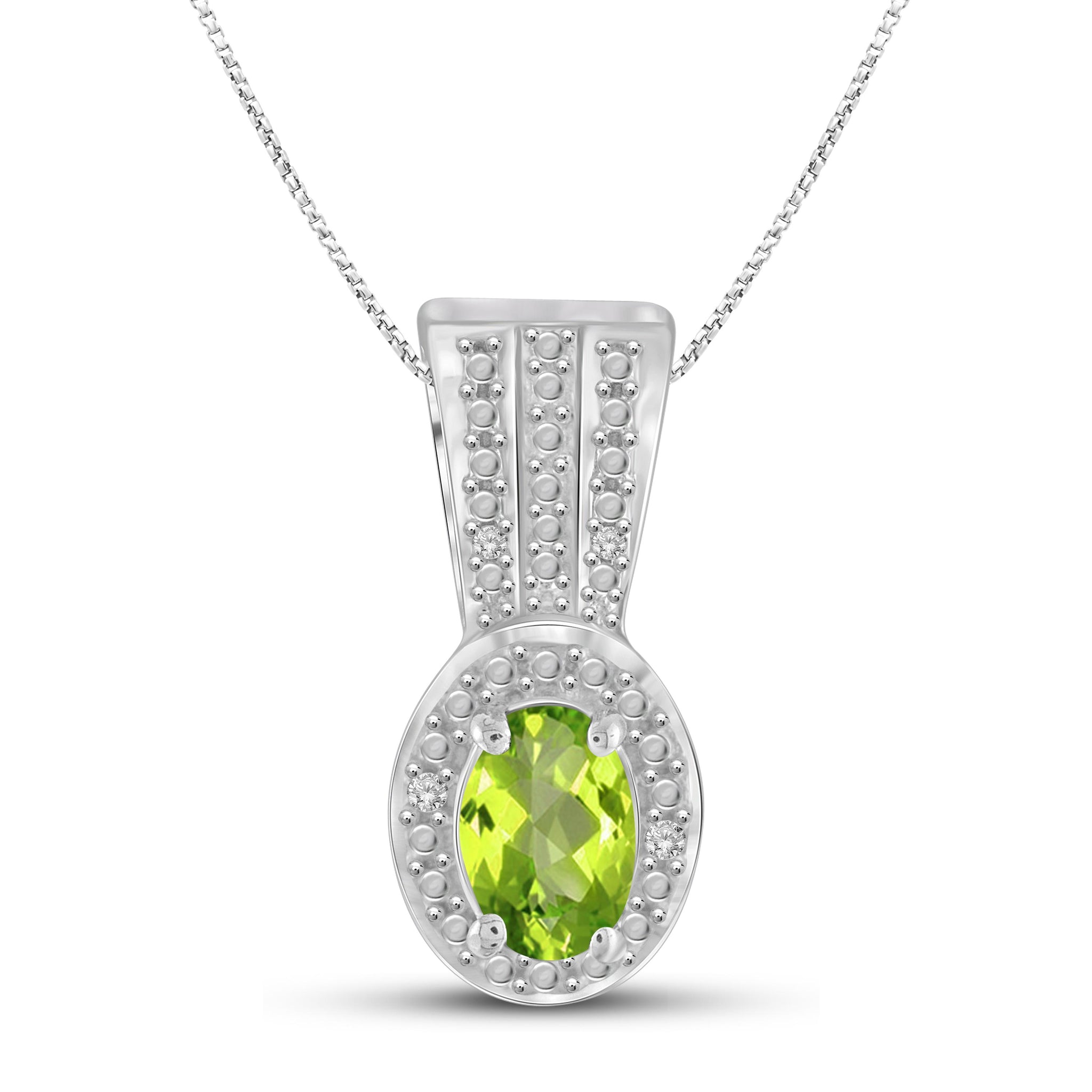 JewelonFire 1/2 Carat T.G.W. Peridot And White Diamond Accent Sterling Silver Pendant - Assorted Colors