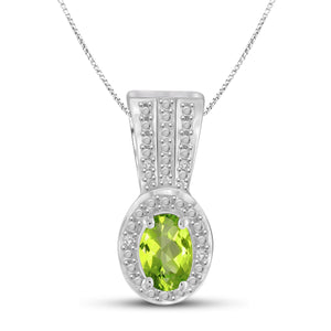 JewelonFire 1/2 Carat T.G.W. Peridot And White Diamond Accent Sterling Silver Pendant - Assorted Colors