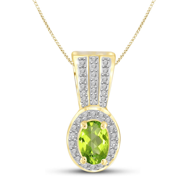 JewelonFire 1/2 Carat T.G.W. Peridot And White Diamond Accent Sterling Silver Pendant - Assorted Colors