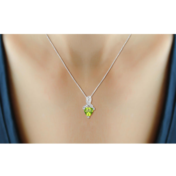 JewelonFire 1 1/2 Carat T.G.W. Peridot And White Diamond Accent Sterling Silver Pendant - Assorted Colors