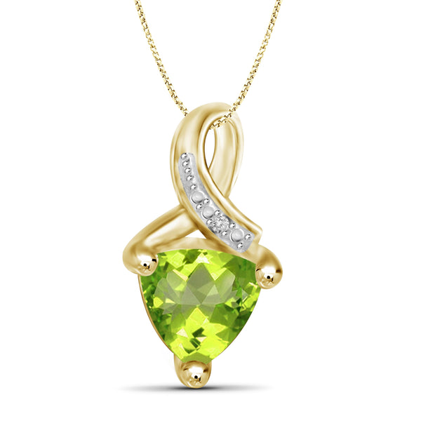 JewelonFire 1 1/2 Carat T.G.W. Peridot And White Diamond Accent Sterling Silver Pendant - Assorted Colors