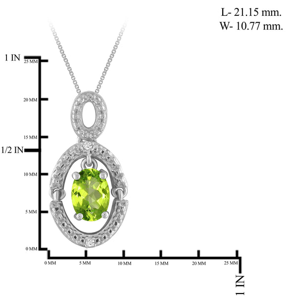 JewelonFire 3/4 Carat T.G.W. Peridot And White Diamond Accent Sterling Silver Pendant - Assorted Colors