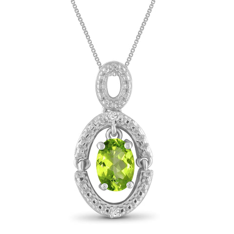 JewelonFire 3/4 Carat T.G.W. Peridot And White Diamond Accent Sterling Silver Pendant - Assorted Colors