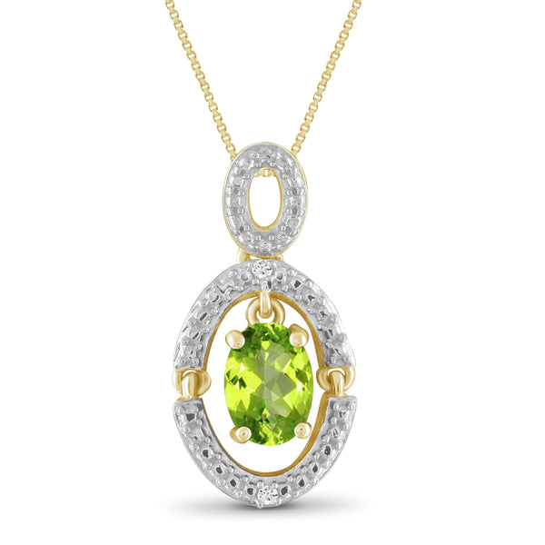 JewelonFire 3/4 Carat T.G.W. Peridot And White Diamond Accent Sterling Silver Pendant - Assorted Colors