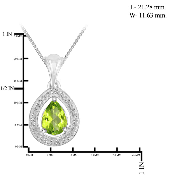 JewelonFire 3/4 Carat T.G.W. Peridot And White Diamond Accent Sterling Silver Pendant - Assorted Colors