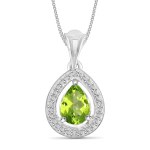 JewelonFire 3/4 Carat T.G.W. Peridot And White Diamond Accent Sterling Silver Pendant - Assorted Colors