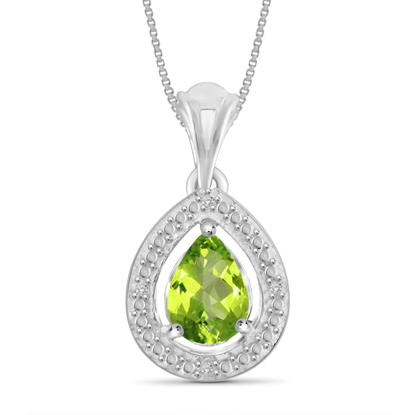 JewelonFire 3/4 Carat T.G.W. Peridot And White Diamond Accent Sterling Silver Pendant - Assorted Colors