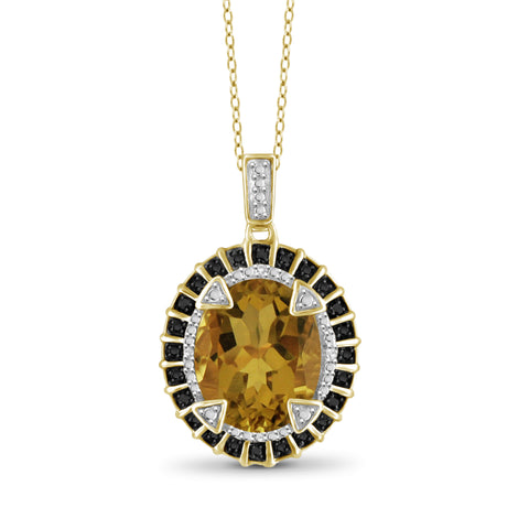 JewelonFire 1 1/2 Carat T.G.W. Whiskey And Black & White Diamond Accent 14kt Gold Over Silver Fashion Pendant