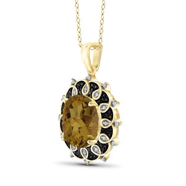 JewelonFire 1 1/2 Carat T.G.W. Whiskey And Black & White Diamond Accent 14kt Gold Over Silver Fashion Pendant