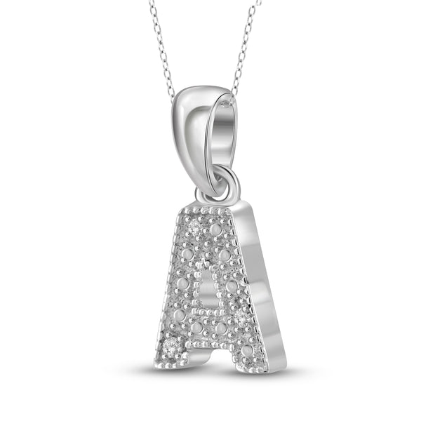 JewelonFire White Diamond Accent Sterling Silver "A to Z" Initial Pendant