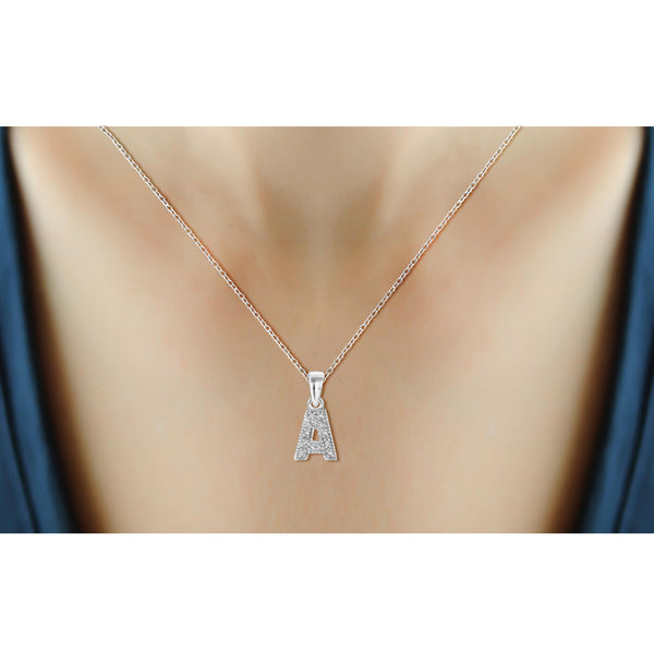 JewelonFire White Diamond Accent Sterling Silver "A to Z" Initial Pendant