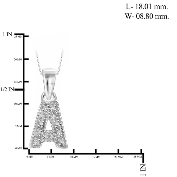 JewelonFire White Diamond Accent Sterling Silver "A to Z" Initial Pendant