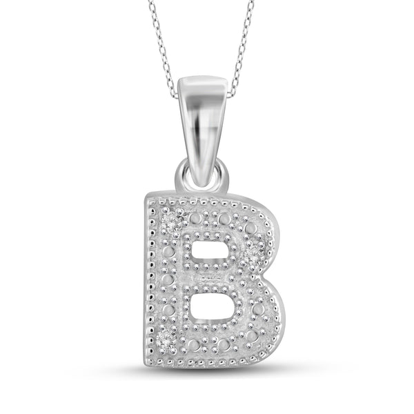 JewelonFire White Diamond Accent Sterling Silver "A to Z" Initial Pendant