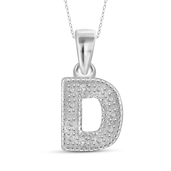 JewelonFire White Diamond Accent Sterling Silver "A to Z" Initial Pendant