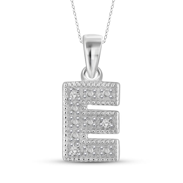 JewelonFire White Diamond Accent Sterling Silver "A to Z" Initial Pendant