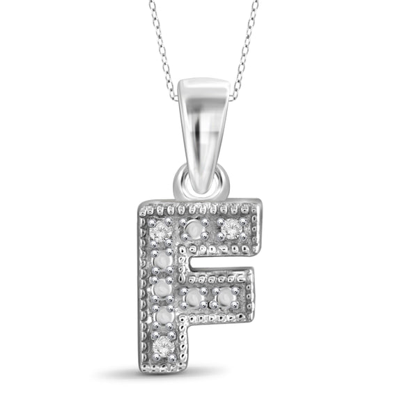 JewelonFire White Diamond Accent Sterling Silver "A to Z" Initial Pendant