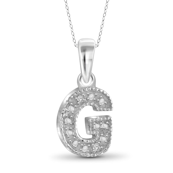 JewelonFire White Diamond Accent Sterling Silver "A to Z" Initial Pendant