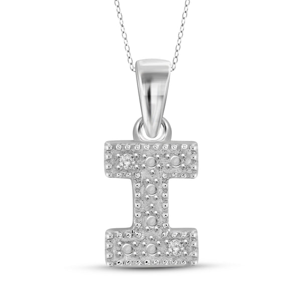 JewelonFire White Diamond Accent Sterling Silver "A to Z" Initial Pendant