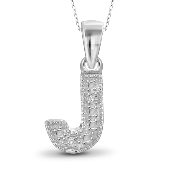 JewelonFire White Diamond Accent Sterling Silver "A to Z" Initial Pendant