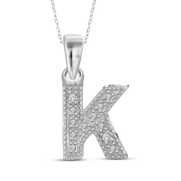 JewelonFire White Diamond Accent Sterling Silver "A to Z" Initial Pendant