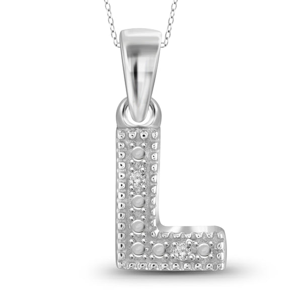 JewelonFire White Diamond Accent Sterling Silver "A to Z" Initial Pendant