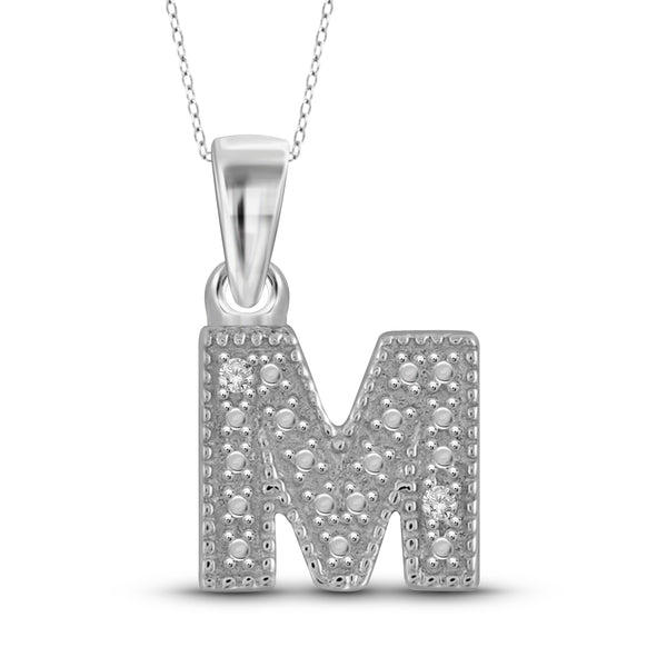 JewelonFire White Diamond Accent Sterling Silver "A to Z" Initial Pendant