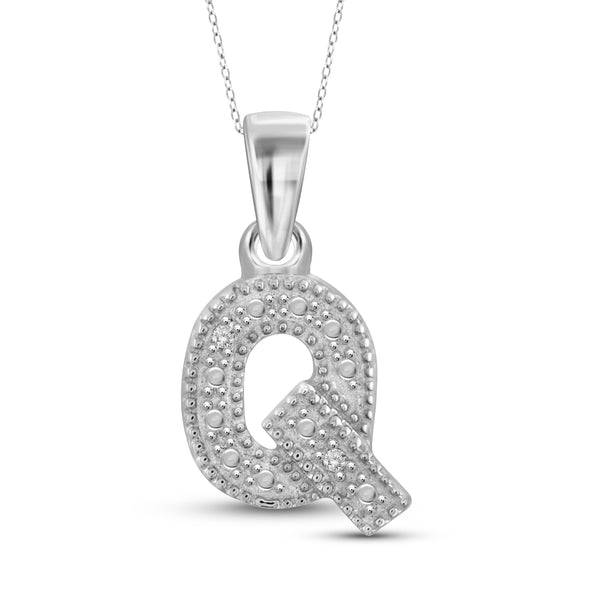 JewelonFire White Diamond Accent Sterling Silver "A to Z" Initial Pendant