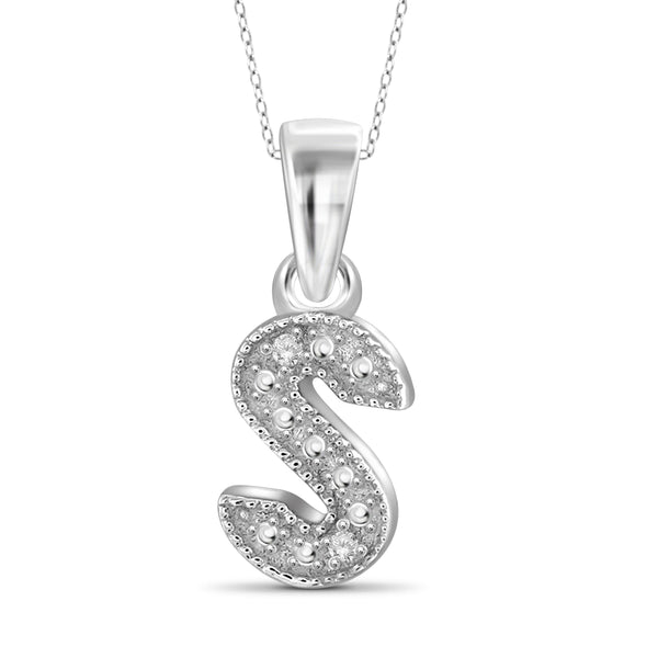 JewelonFire White Diamond Accent Sterling Silver "A to Z" Initial Pendant