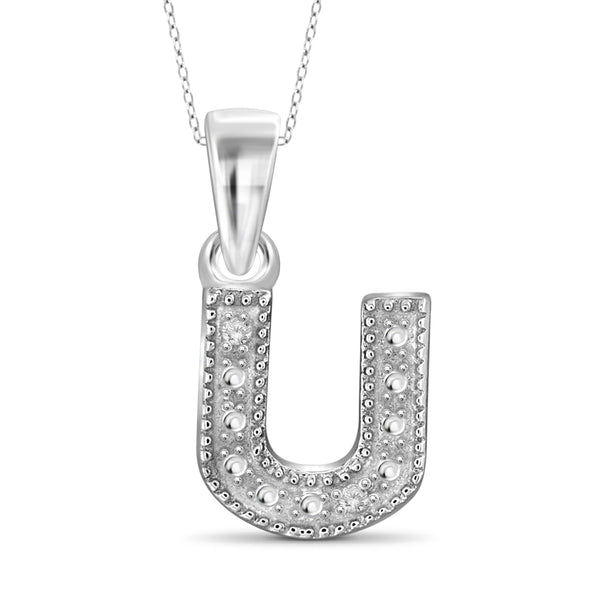 JewelonFire White Diamond Accent Sterling Silver "A to Z" Initial Pendant