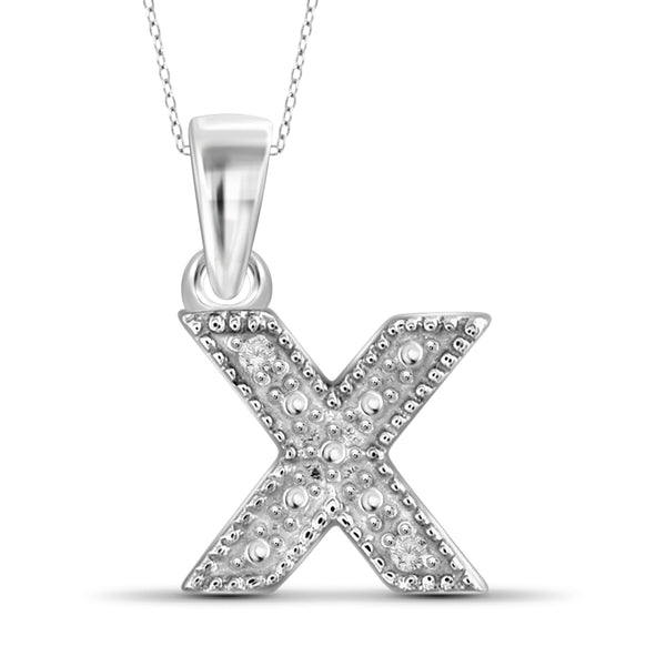 JewelonFire White Diamond Accent Sterling Silver "A to Z" Initial Pendant