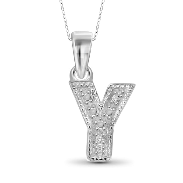 JewelonFire White Diamond Accent Sterling Silver "A to Z" Initial Pendant