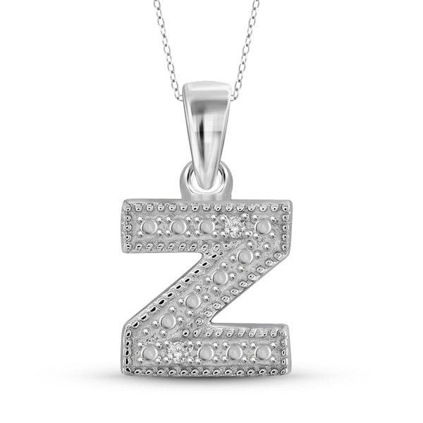 JewelonFire White Diamond Accent Sterling Silver "A to Z" Initial Pendant