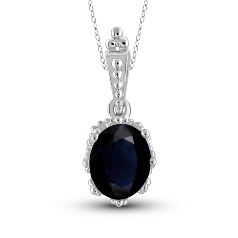 JewelonFire 1.90 Carat T.G.W. Sapphire Sterling Silver Fashion Pendant - Assorted Colors