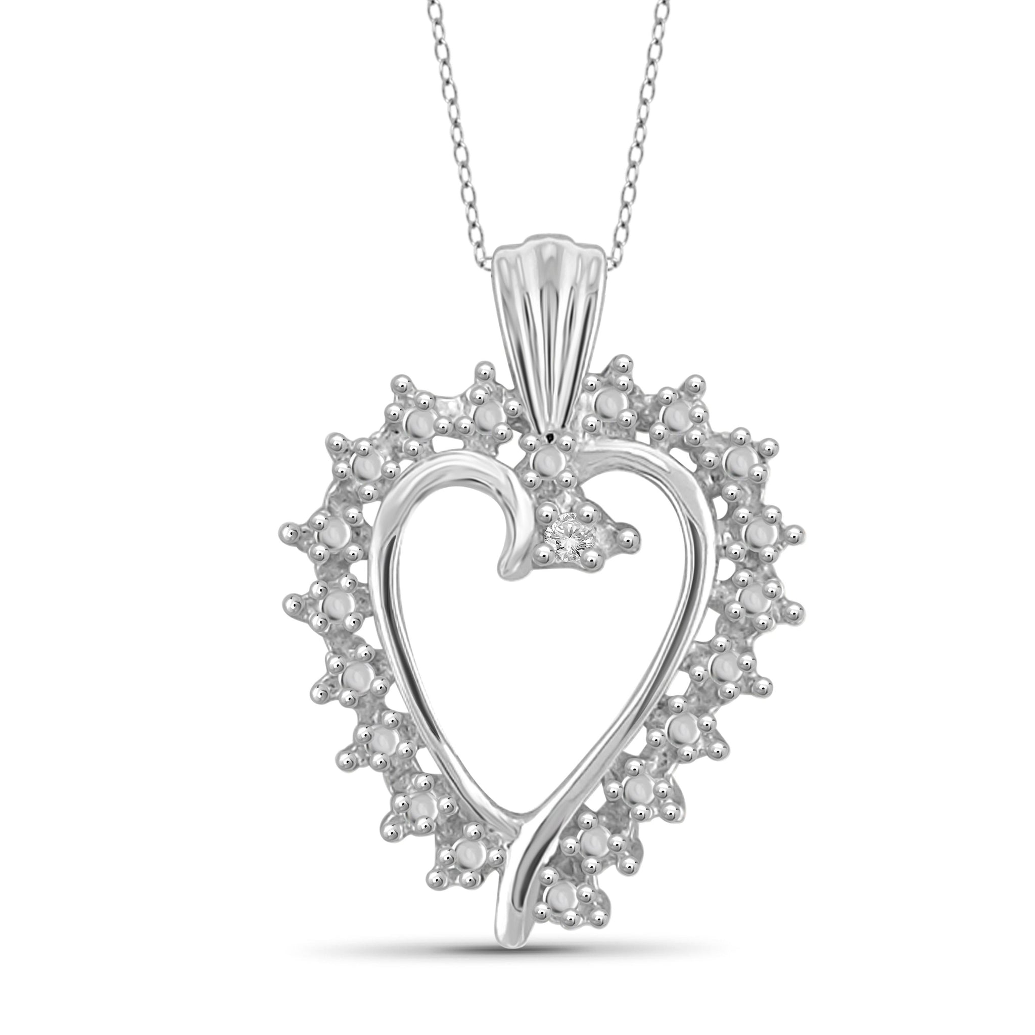 JewelonFire White Diamond Accent Sterling Silver Heart Pendant - Assorted Colors