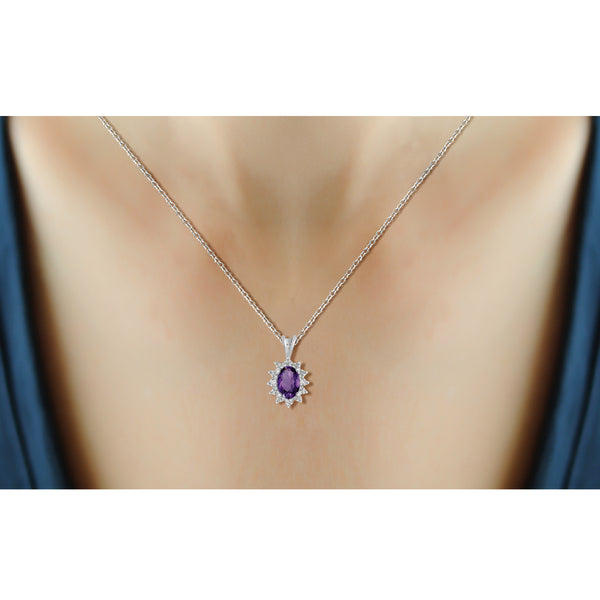 JewelonFire 1/2 Carat T.G.W. Amethyst Sterling Silver Pendant - Assorted Colors