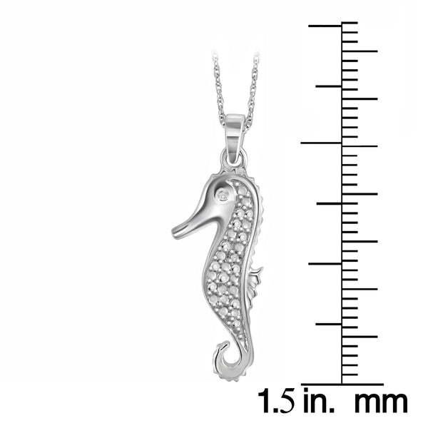 JewelonFire Accent White Diamond See Horse Pendant in Sterling Silver - Assorted Colors