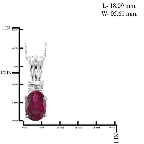 JewelonFire 0.90 Carat T.G.W. Ruby and 1/20 ctw White Diamond Sterling Silver Pendant - Assorted Colors