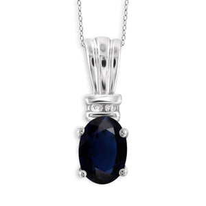 JewelonFire 1.00 Carat T.G.W. Sapphire and 1/20 ctw White Diamond Sterling Silver Pendant - Assorted Colors