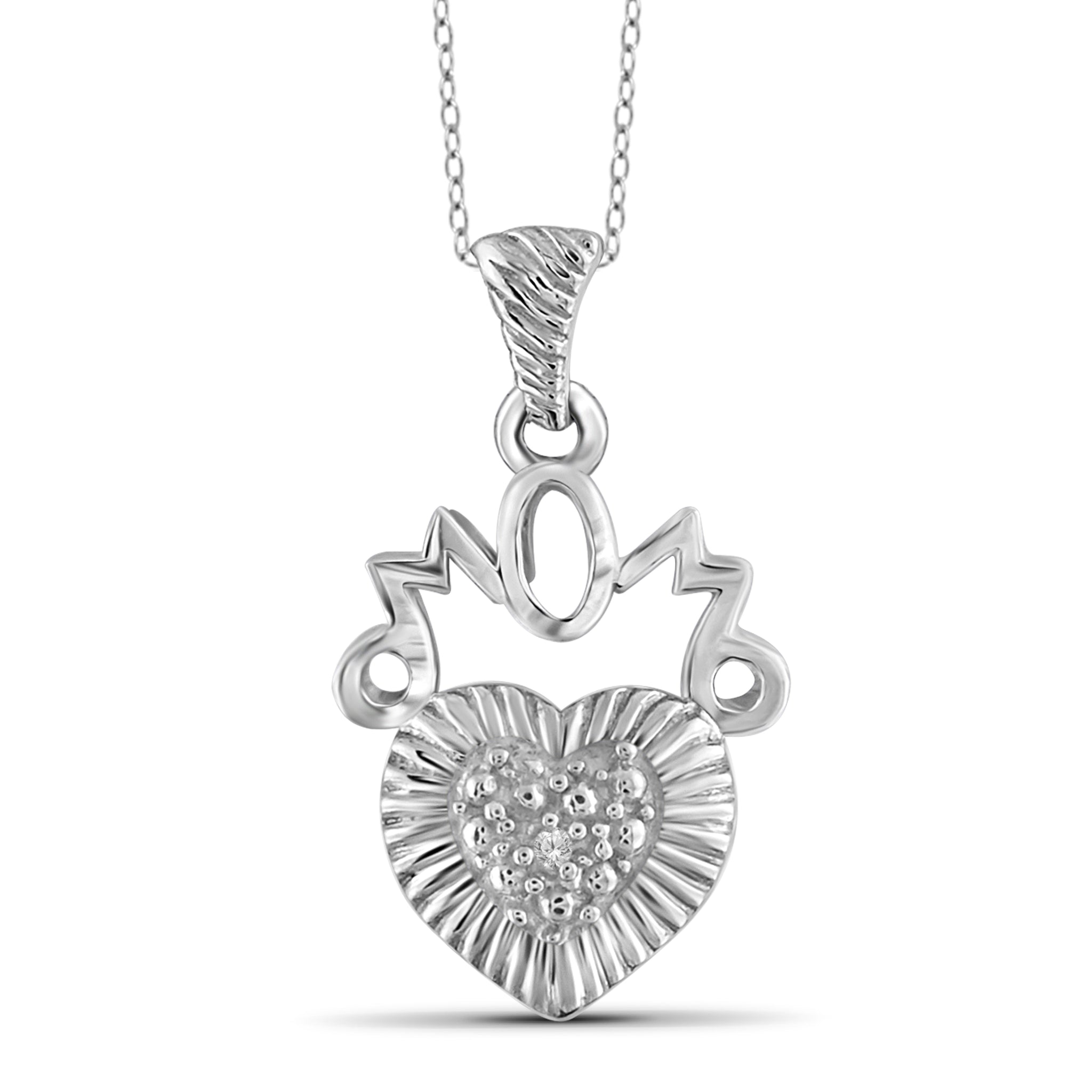 JewelonFire White Diamond Accent Sterling Silver Heart Pendant - Assorted Colors