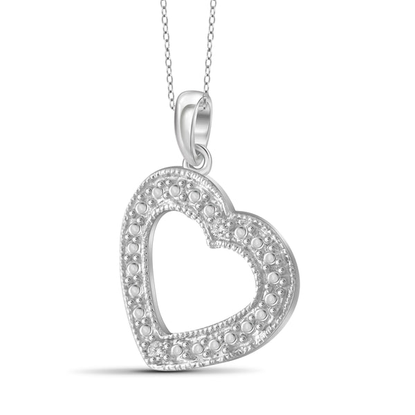 JewelonFire White Diamond Accent Sterling Silver Heart Pendant - Assorted Colors