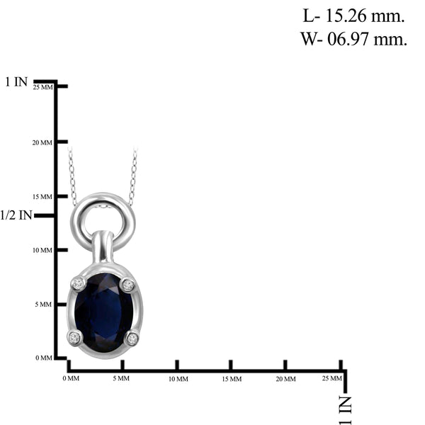 JewelonFire 1.00 Carat T.G.W. Sapphire and White Diamond Accent Sterling Silver Pendant - Assorted Colors