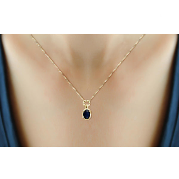 JewelonFire 1.00 Carat T.G.W. Sapphire and White Diamond Accent Sterling Silver Pendant - Assorted Colors