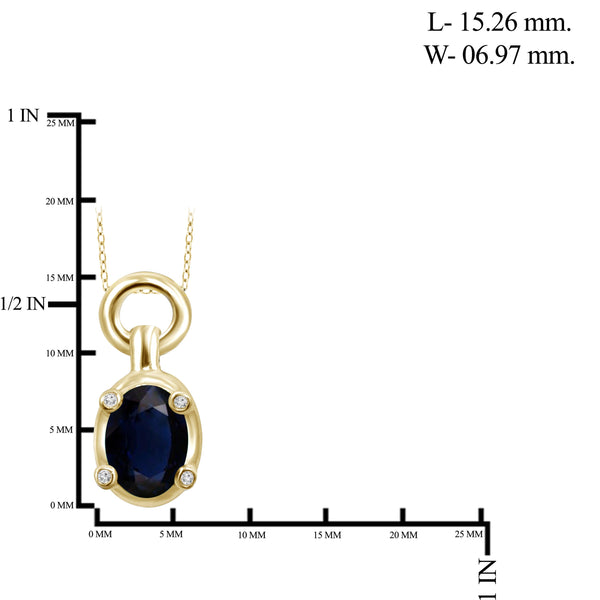 JewelonFire 1.00 Carat T.G.W. Sapphire and White Diamond Accent Sterling Silver Pendant - Assorted Colors