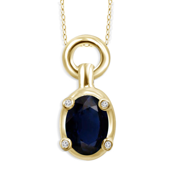 JewelonFire 1.00 Carat T.G.W. Sapphire and White Diamond Accent Sterling Silver Pendant - Assorted Colors