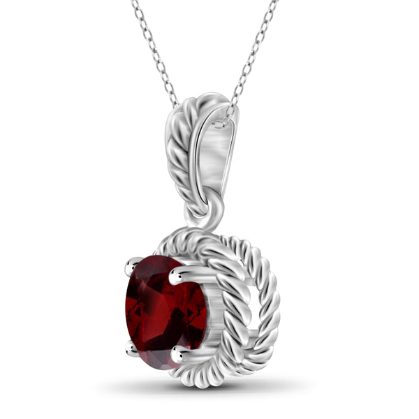 JewelonFire 3/4 Carat T.G.W. Garnet Sterling Silver Pendant - Assorted Colors