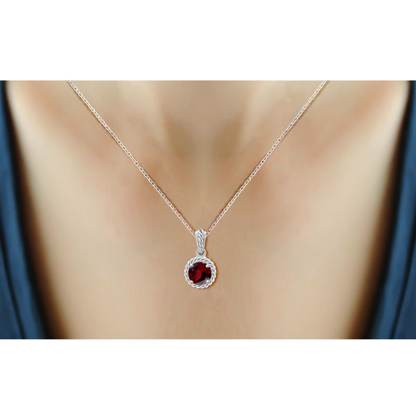 JewelonFire 3/4 Carat T.G.W. Garnet Sterling Silver Pendant - Assorted Colors