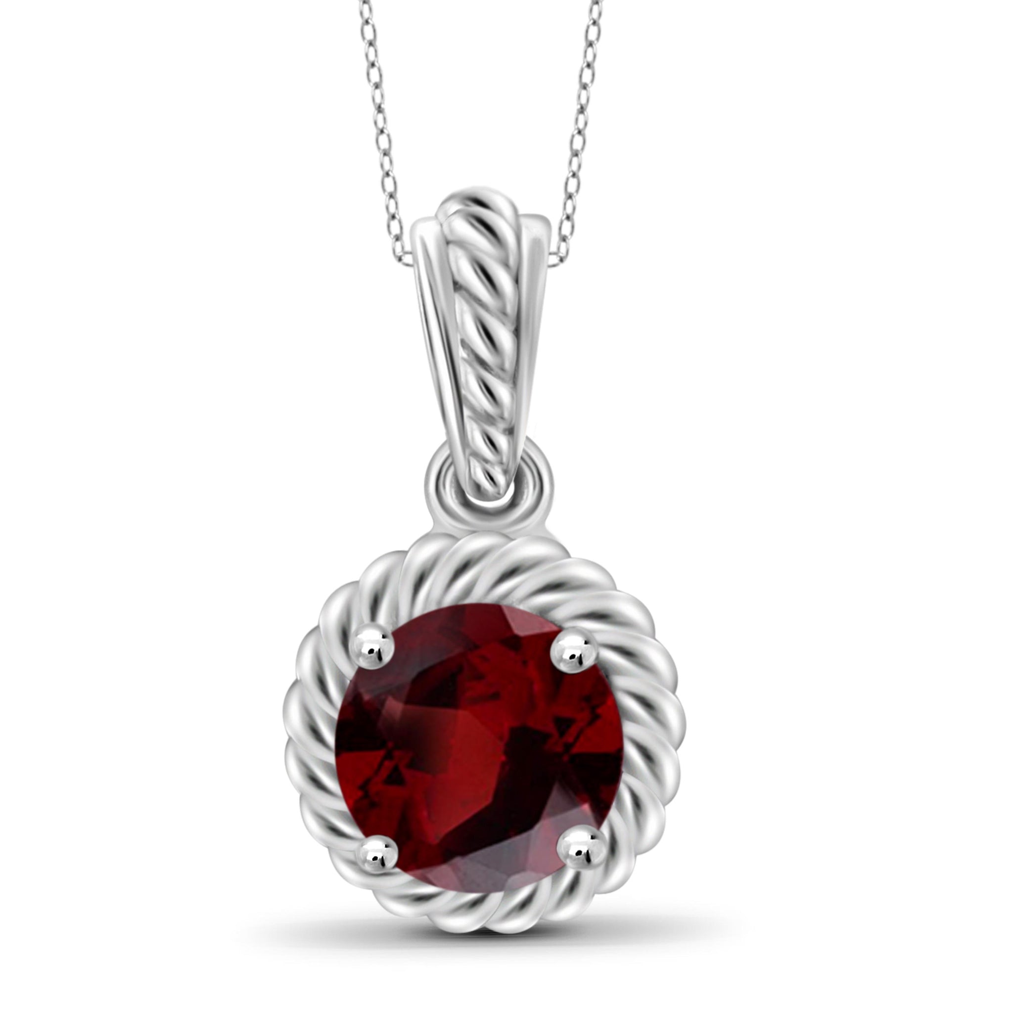 JewelonFire 3/4 Carat T.G.W. Garnet Sterling Silver Pendant - Assorted Colors