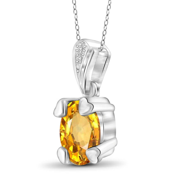 JewelonFire 1.00 Carat T.G.W. Citrine And White Diamond Accent Sterling Silver Pendant - Assorted Colors